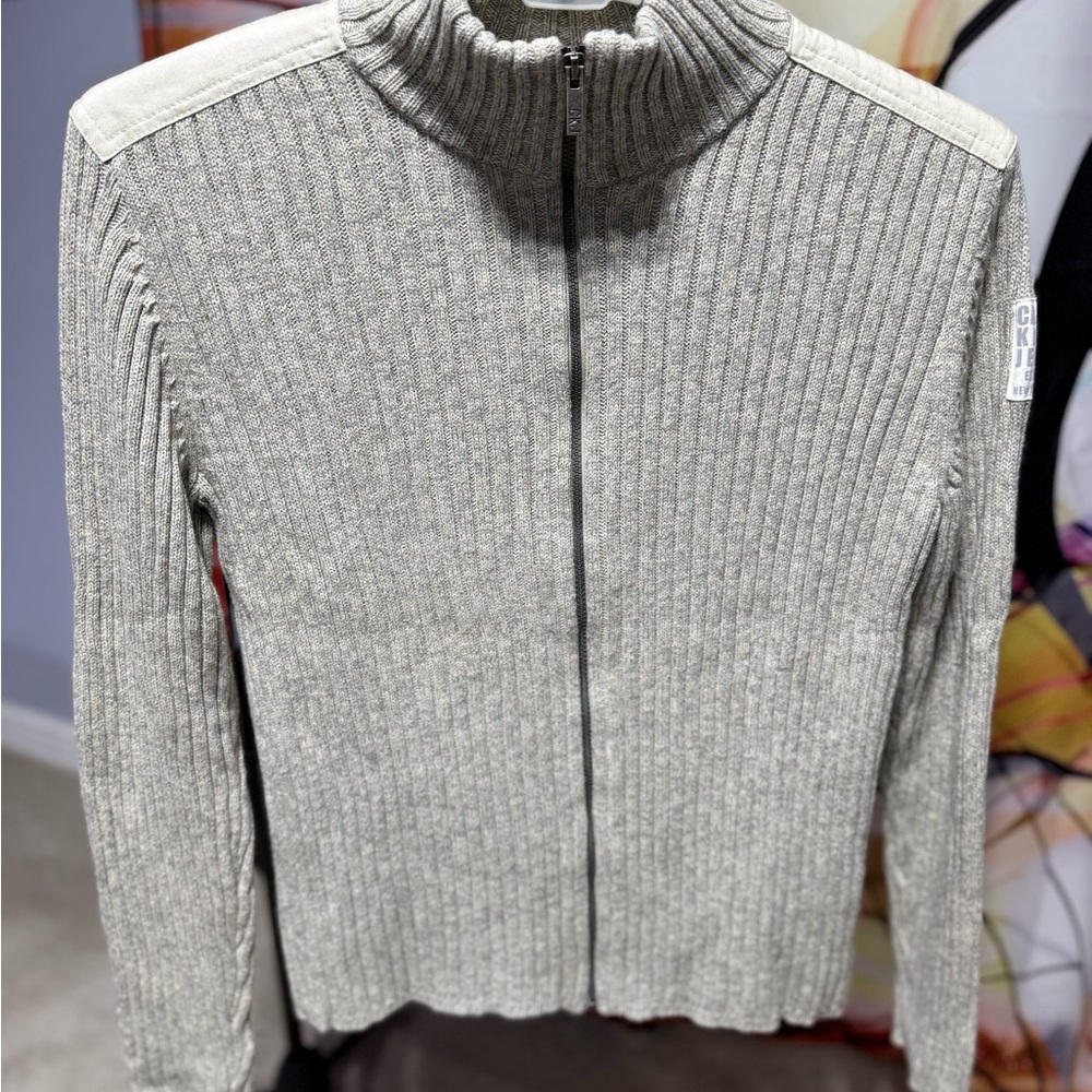 Calvin Klein Jeans Light Gray Ribbed Sweater